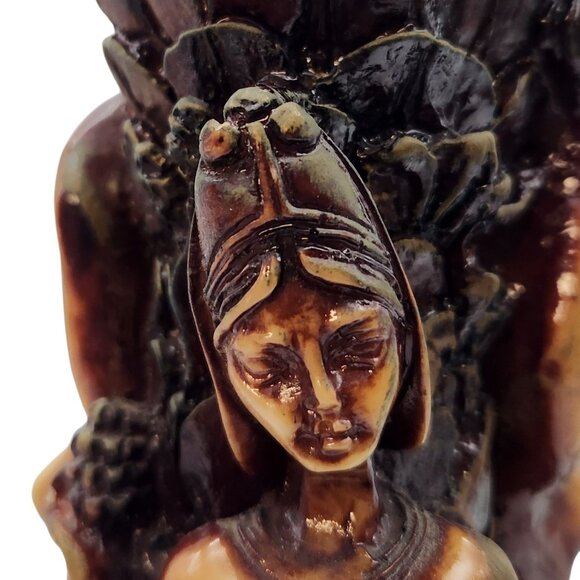 Vintage Fertility Goddess Resin Figurine 10" Snake Bird Dog Vase Candle Holder - Picture 6 of 8